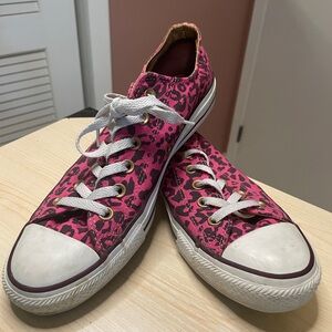 Pink Leopard Print Converse Women's Sneakers